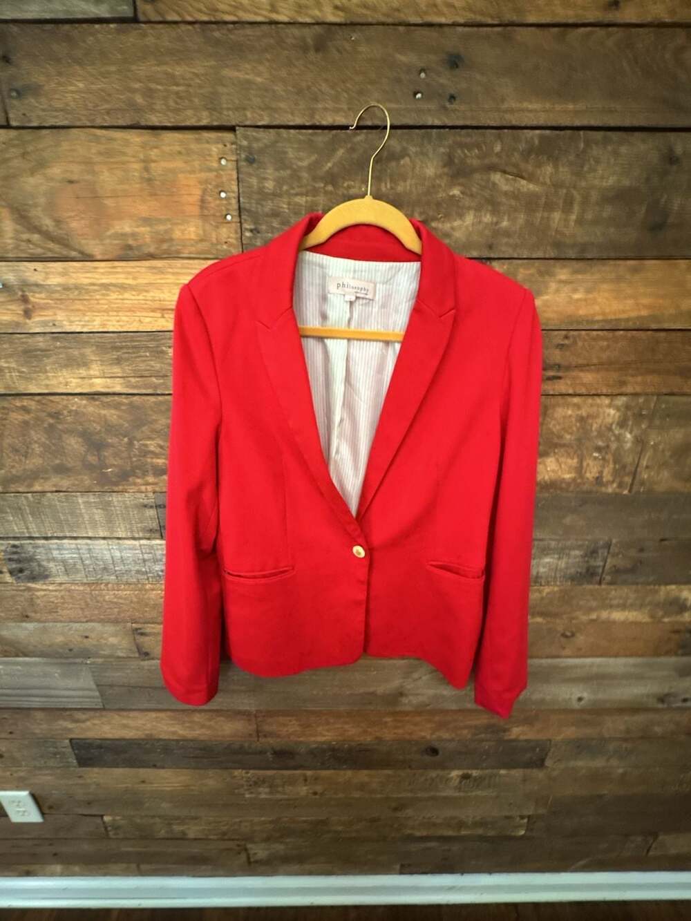 Philosophy Republic Clothing Red Blazer Gold Button Jacket